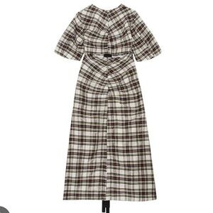 GANNI CUTOUT LINEN & SILK-BLEND MAXI DRESS